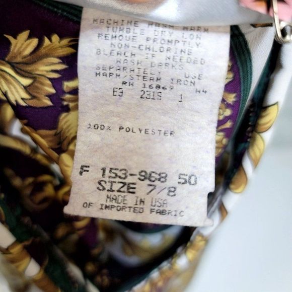 Vintage 80s 90s Thats Me! Womens S/M Multi Ornate Filigree Long Sleeve Button Up - Picture 8 of 8